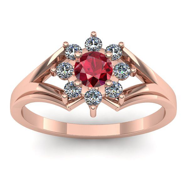 Inel de logodna cu rubin rotund