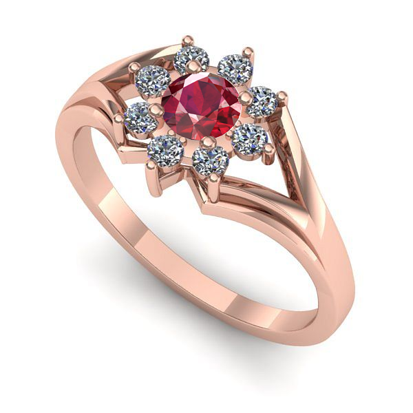 Inel de logodna din aur roz cu rubin
