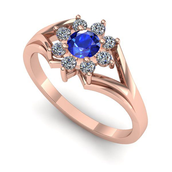 Inel din aur roz cu safir