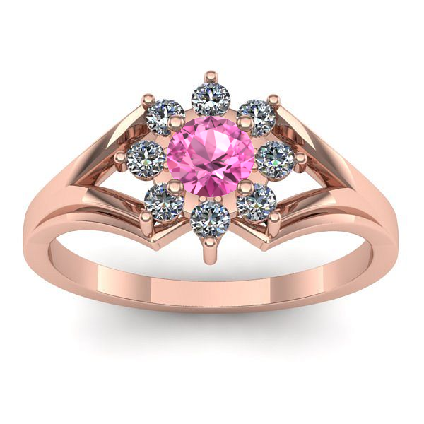 Inel de logodna cu safir roz rotund