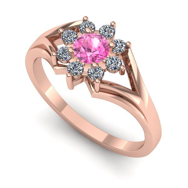 Inel din aur roz cu safir roz