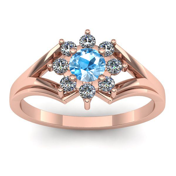 Inel cu topaz blue rotund
