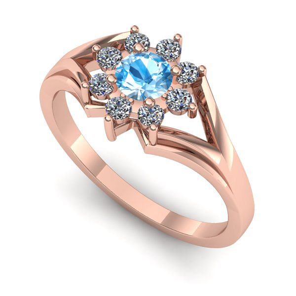 Inel de logodna din aur roz cu topaz blue