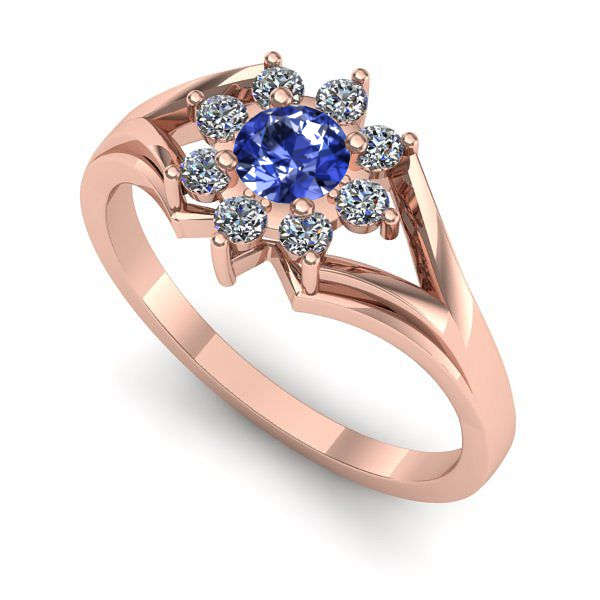 Inel logodna din aur roz cu tanzanit
