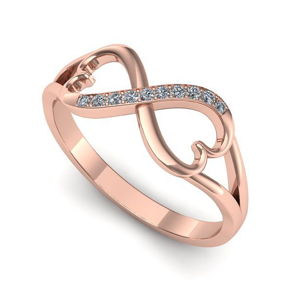 Inel de logodna din aur roz cu diamante