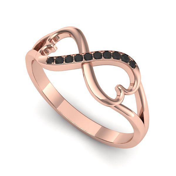 Inel logodna din aur roz cu diamante negre