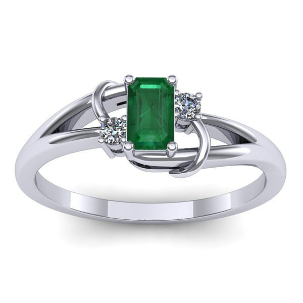 Inel de logodna cu smarald dreptunghiular