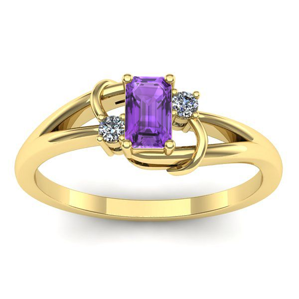 Inel de logodna cu ametist dreptunghiular