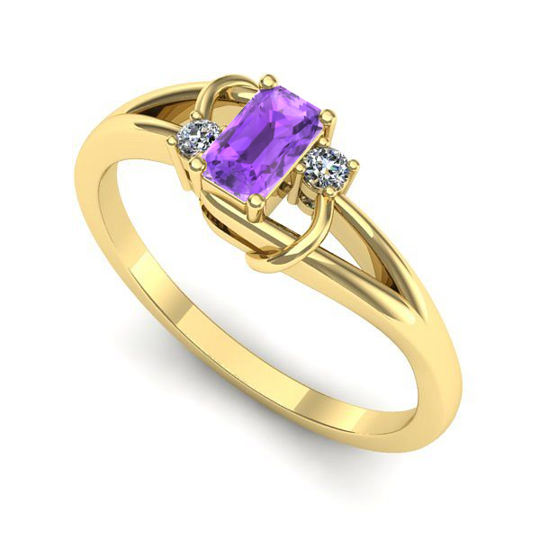Inel de logodna din aur galben cu ametist