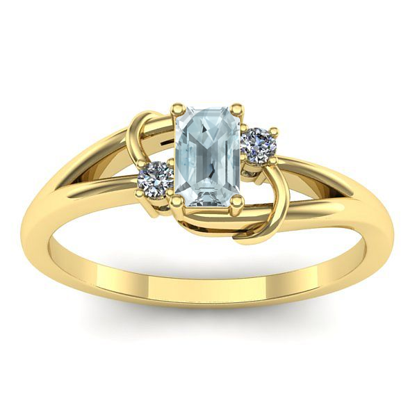 Inel cu aquamarin dreptunghiular