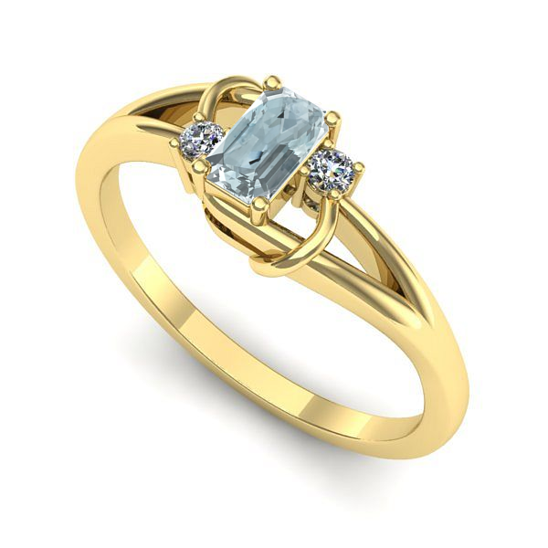 Inel din aur galben cu aquamarin