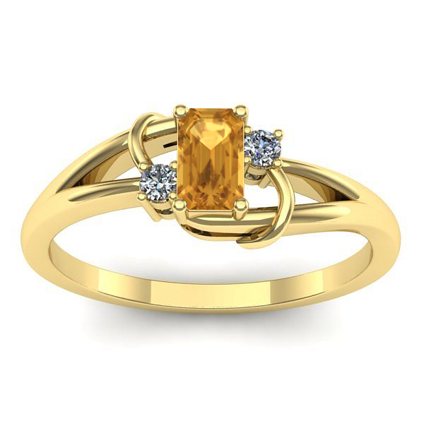 Inel de logodna cu citrin dreptunghiular