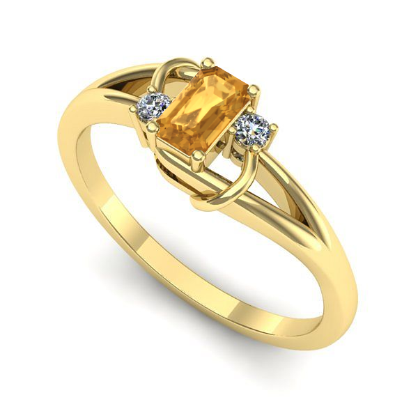 Inel de logodna din aur galben cu citrin