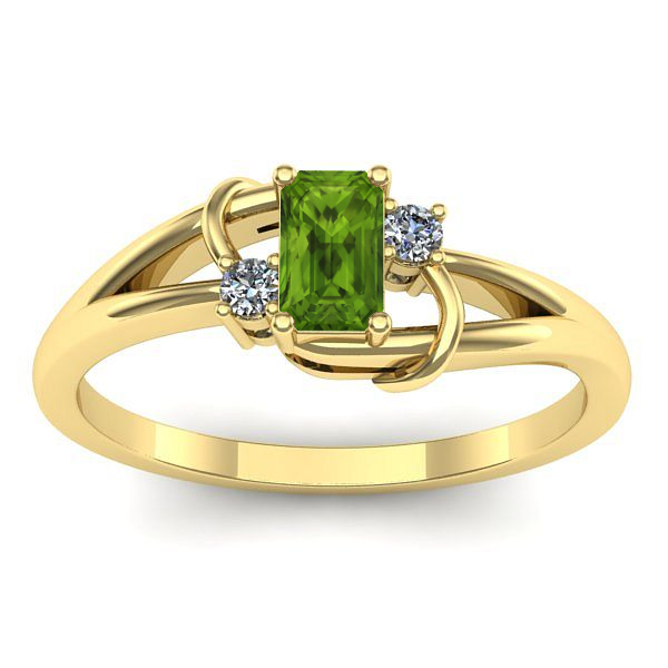 Inel cu peridot dreptunghiular