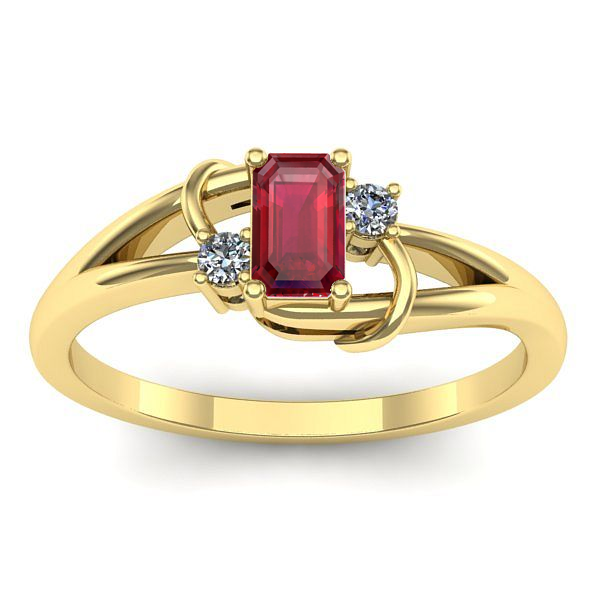 Inel de logodna cu rubin dreptunghiular