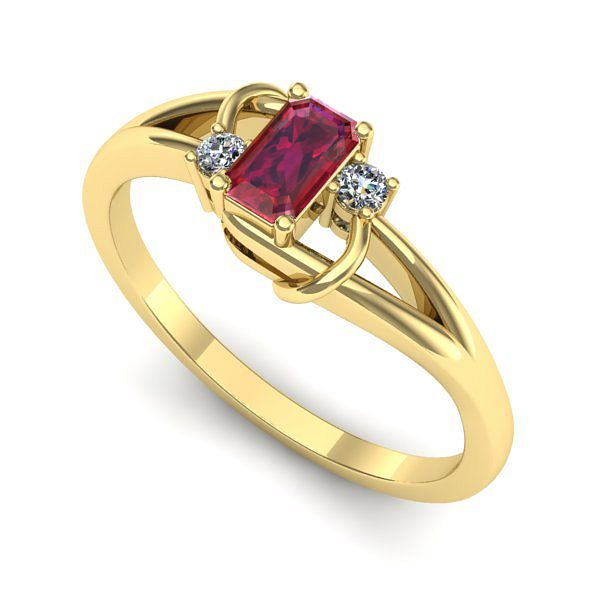 Inel de logodna din aur galben cu rubin