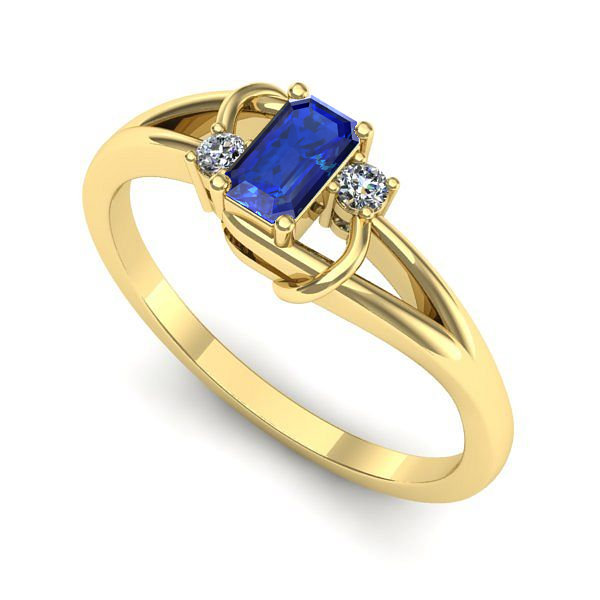 Inel logodna din aur galben cu safir