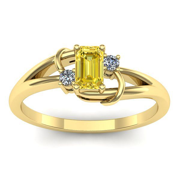 Inel logodna cu safir galben dreptunghiular