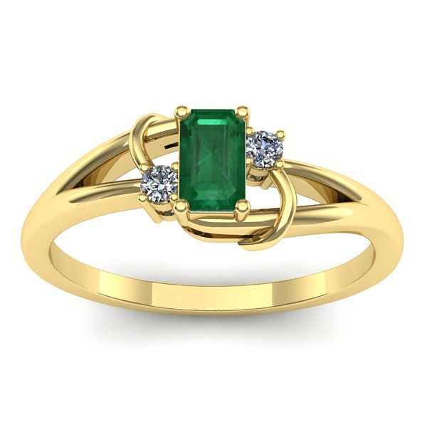 Inel cu smarald dreptunghiular