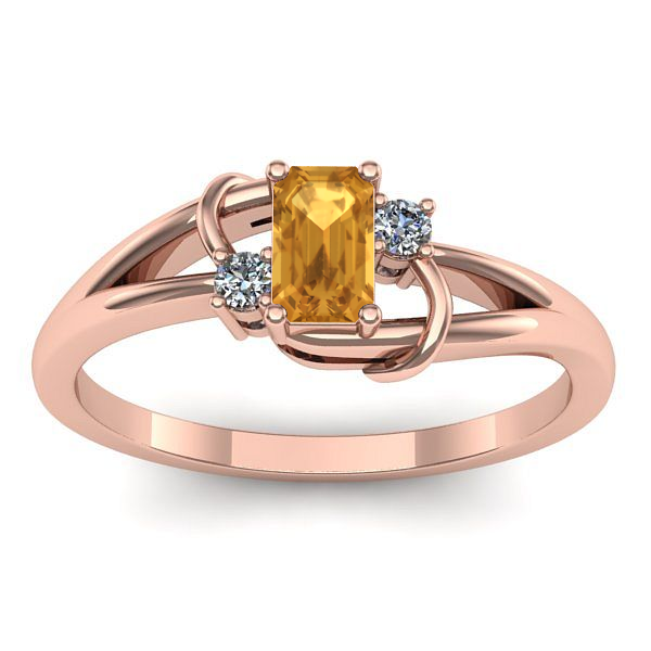 Inel cu citrin dreptunghiular