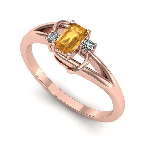 Inel de logodna din aur roz cu citrin