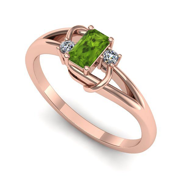 Inel de logodna din aur roz cu peridot