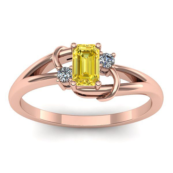 Inel cu safir galben dreptunghiular