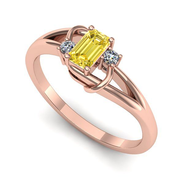 Inel logodna din aur roz cu safir galben