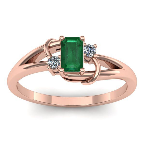 Inel de logodna cu smarald dreptunghiular