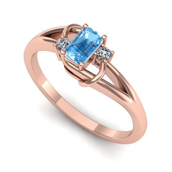 Inel din aur roz cu topaz blue