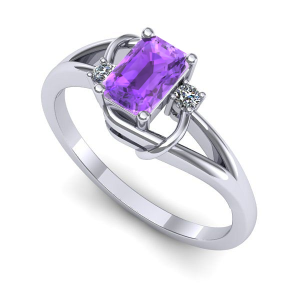 Inel de logodna din aur alb cu ametist