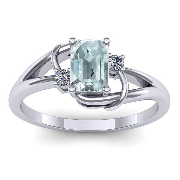 Inel cu aquamarin dreptunghiular