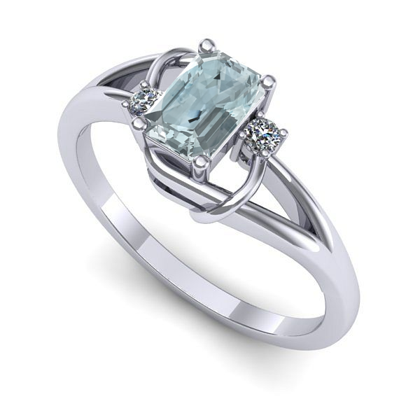 Inel de logodna din aur alb cu aquamarin