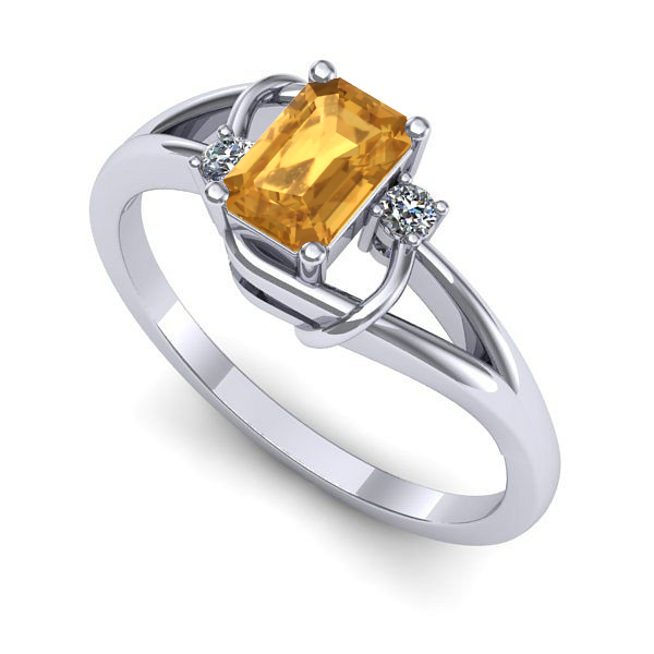 Inel din aur alb cu citrin