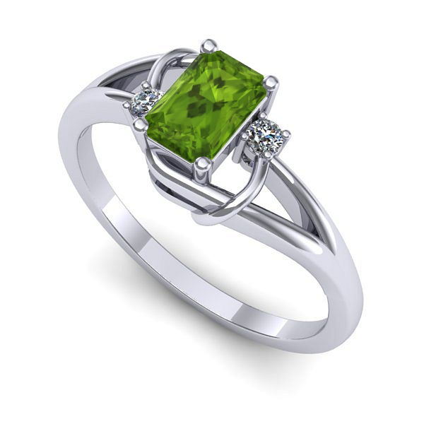 Inel din aur alb cu peridot