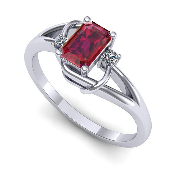 Inel logodna din aur alb cu rubin