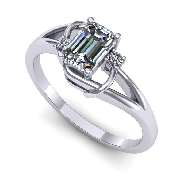 Inel de logodna din aur alb cu safir alb