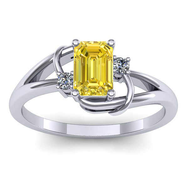 Inel logodna cu safir galben dreptunghiular