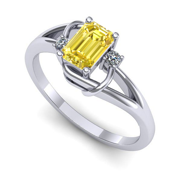 Inel din aur alb cu safir galben