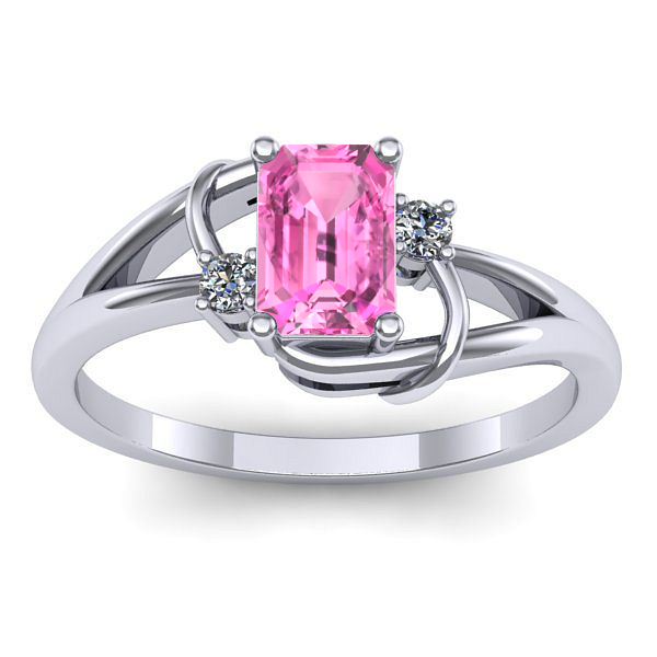 Inel de logodna cu safir roz dreptunghiular