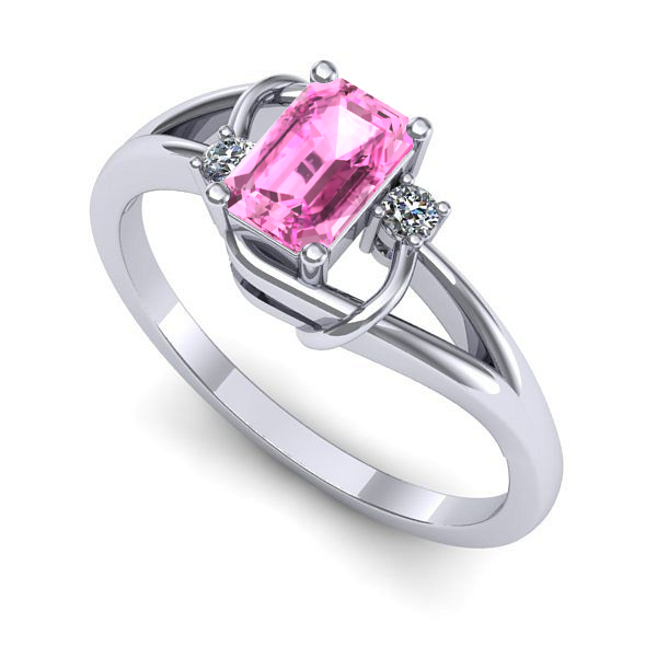 Inel de logodna din aur alb cu safir roz