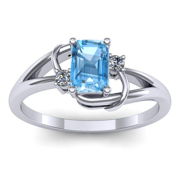 Inel cu topaz blue dreptunghiular