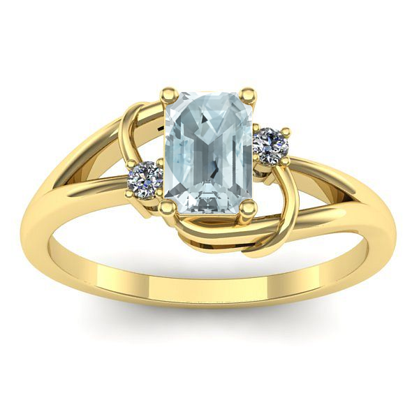 Inel logodna cu aquamarin dreptunghiular