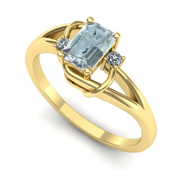 Inel de logodna din aur galben cu aquamarin