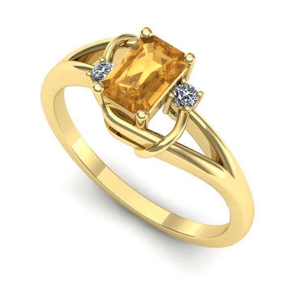 Inel de logodna din aur galben cu citrin