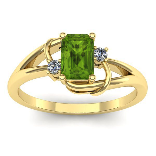 Inel cu peridot dreptunghiular