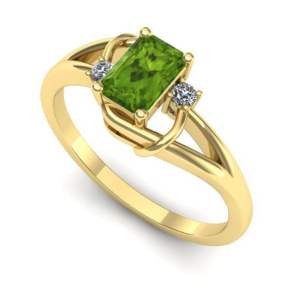 Inel logodna din aur galben cu peridot