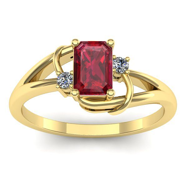 Inel de logodna cu rubin dreptunghiular