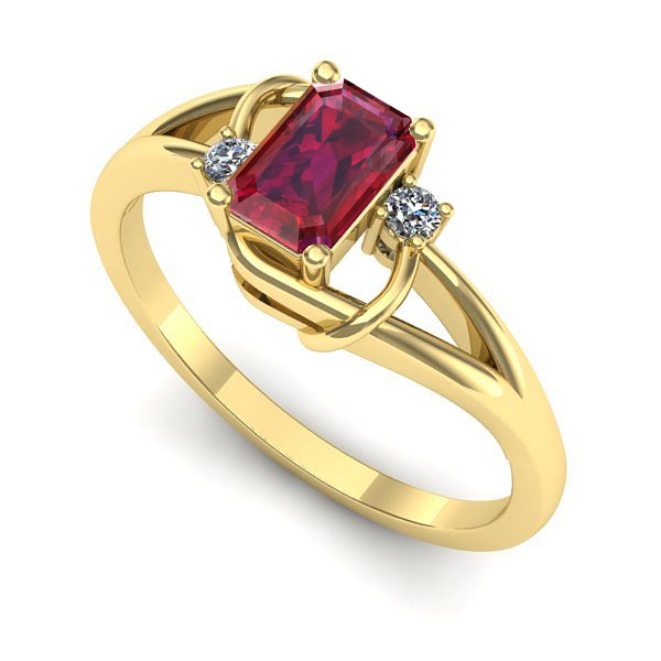 Inel de logodna din aur galben cu rubin