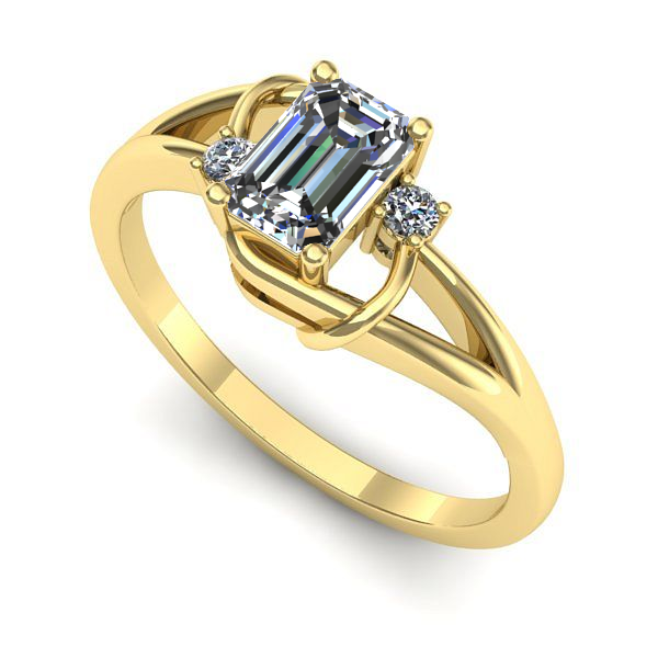 Inel din aur galben cu safir alb